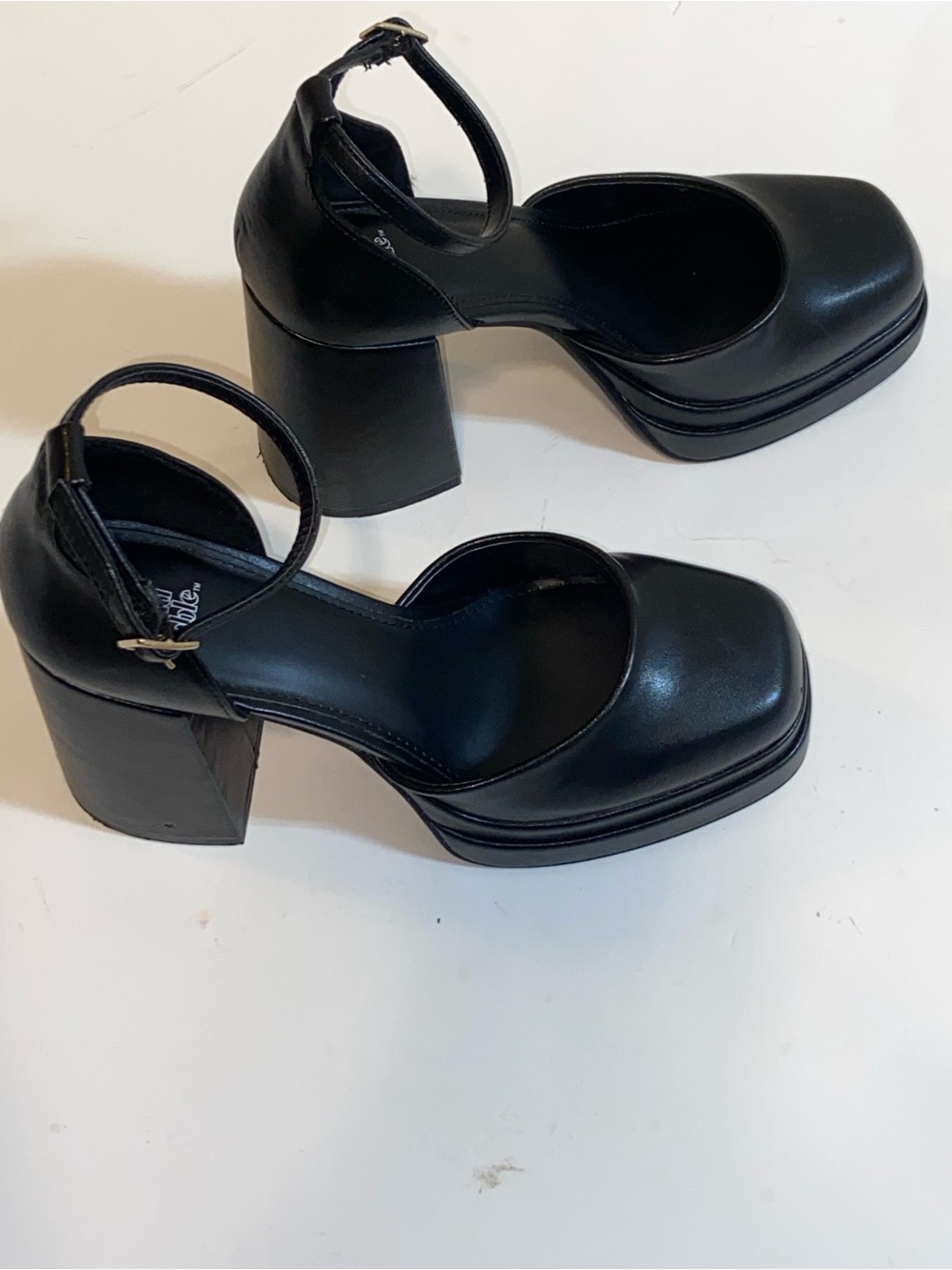 wild fable Black Platform Ankle-Strap Block Heels - Picture 4 of 14